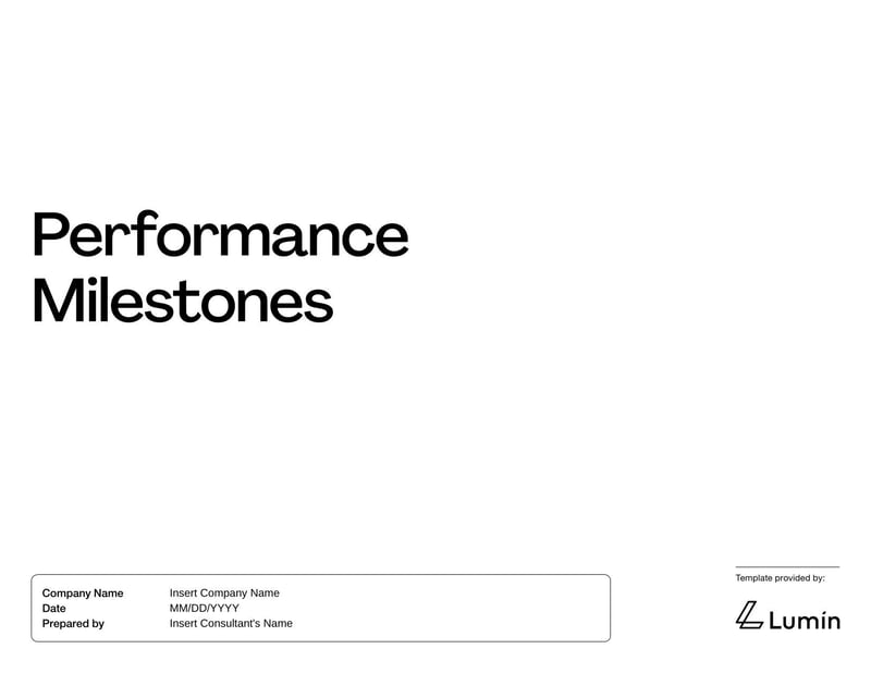 Performance Milestones Template for tracking marketing deliverables and deadlines