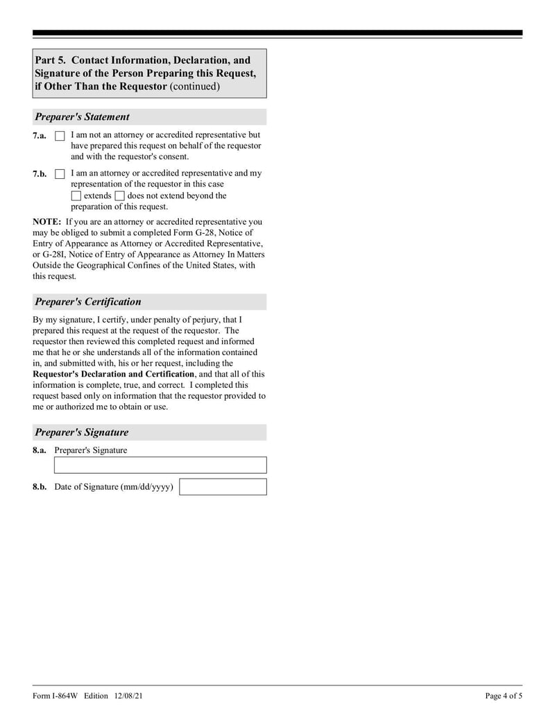 Large thumbnail of Form I-864W - Dec 2021