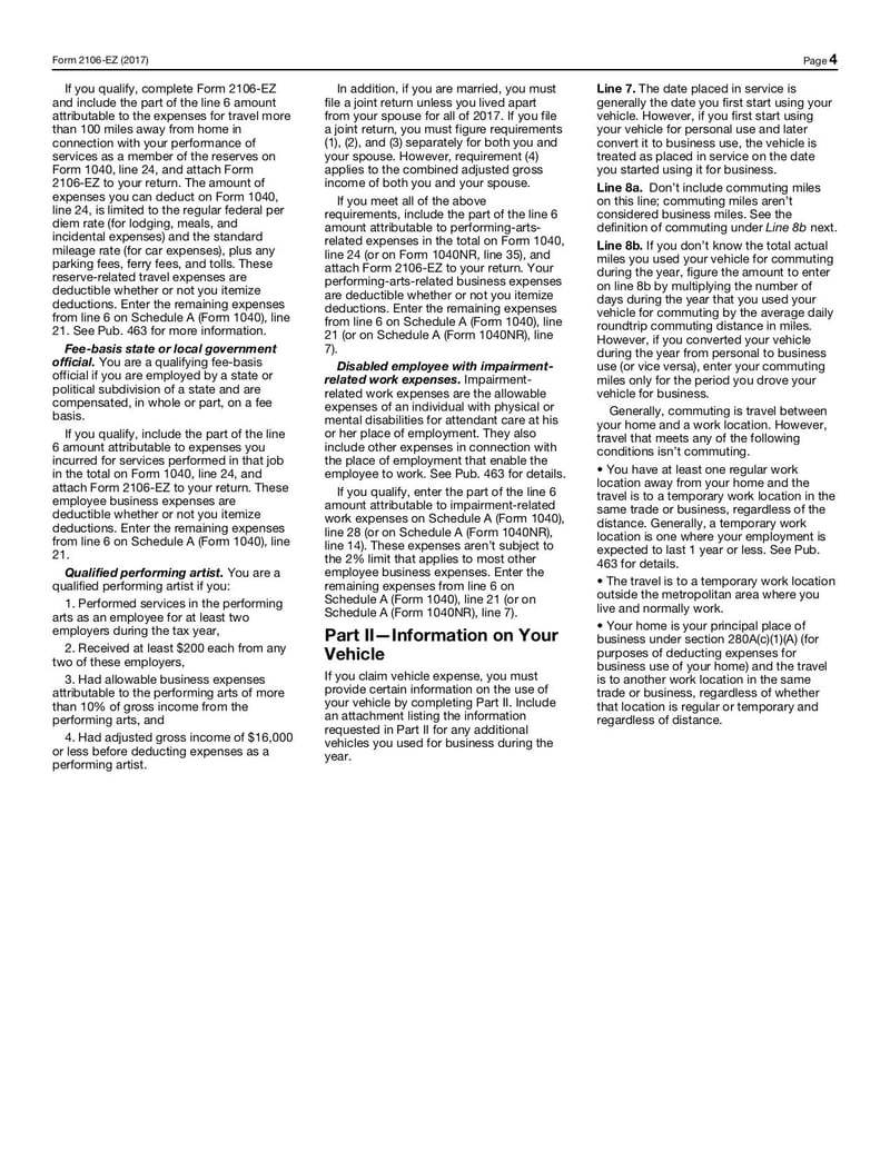 Large thumbnail of Form 2106-EZ - Jan 2018