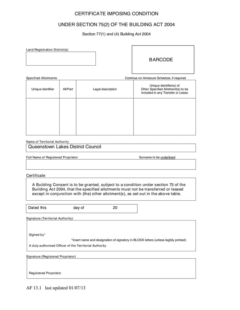 Large thumbnail of AF13.1 Certificate Imposing Condition - Oct 2017