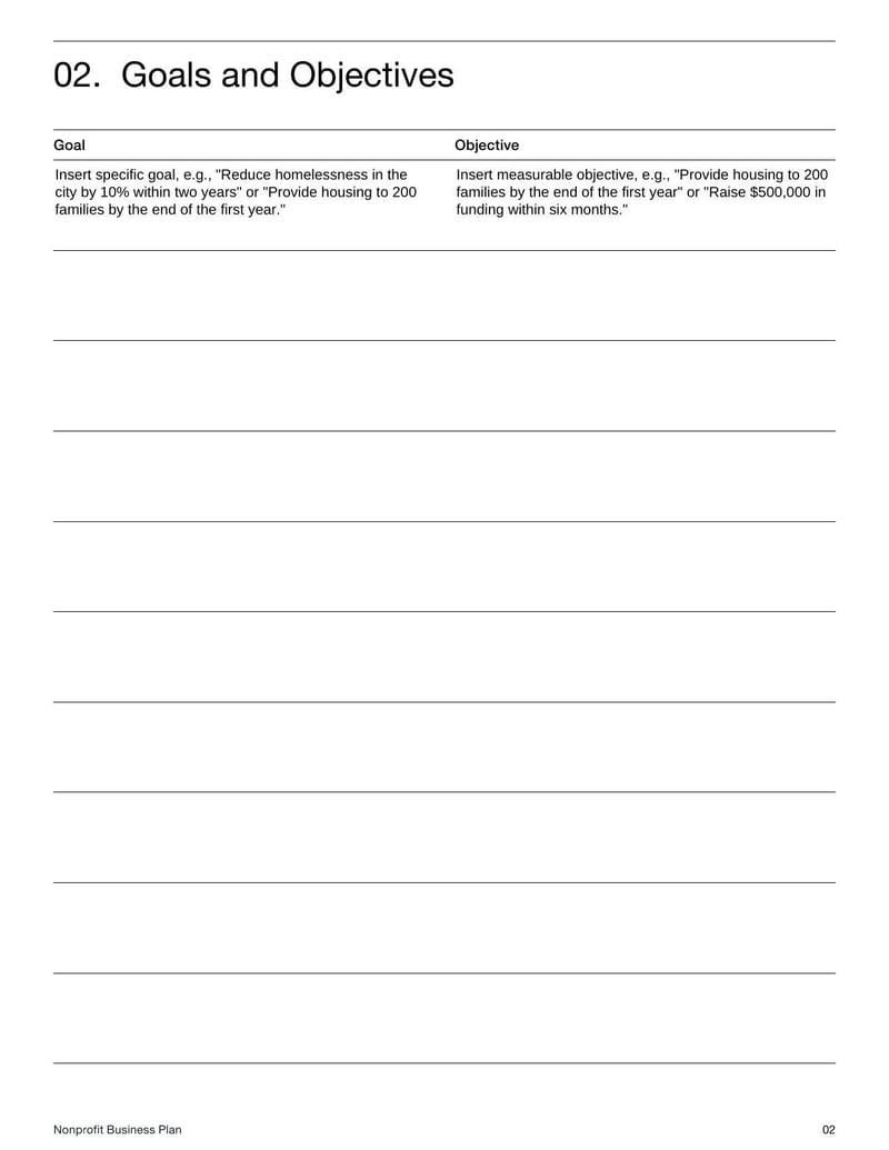 Nonprofit Business Plan Template for mission-driven organizations seeking funding and growth