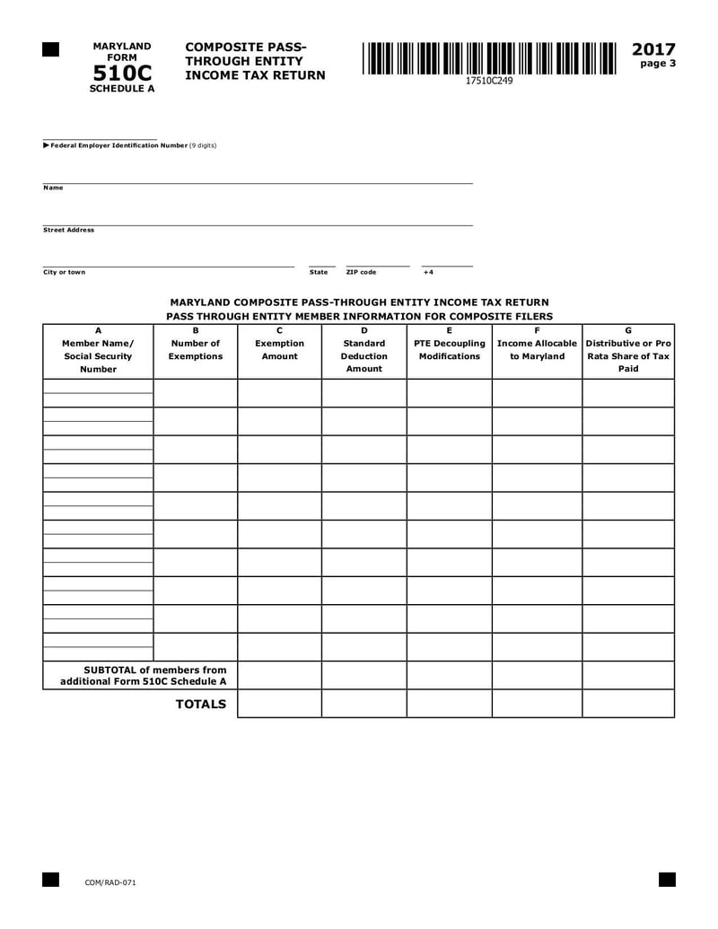 Large thumbnail of Maryland Form 510C - Jan 2017