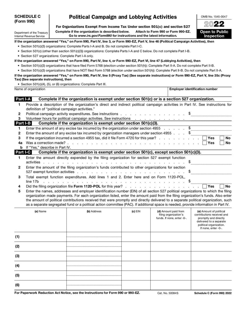 Large thumbnail of Schedule C (Form 990) - Jan 2022