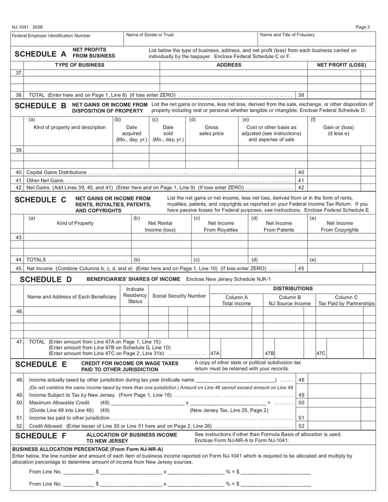 Large thumbnail of Form NJ-1041 - Oct 2018