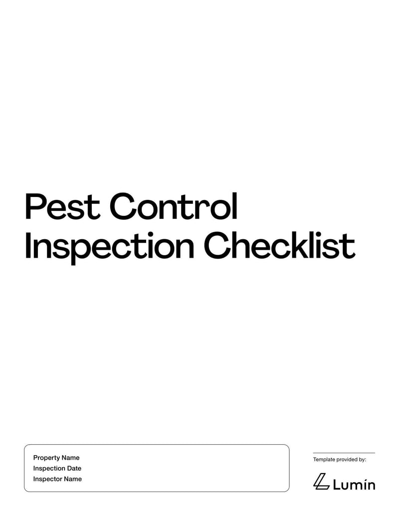 Pest Control Inspection Checklist for identifying and documenting pest issues in a property