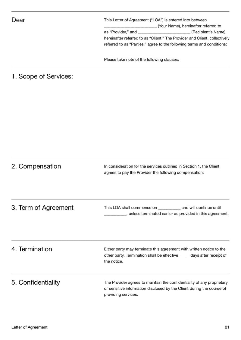 Large thumbnail of Generic Letter of Agreement