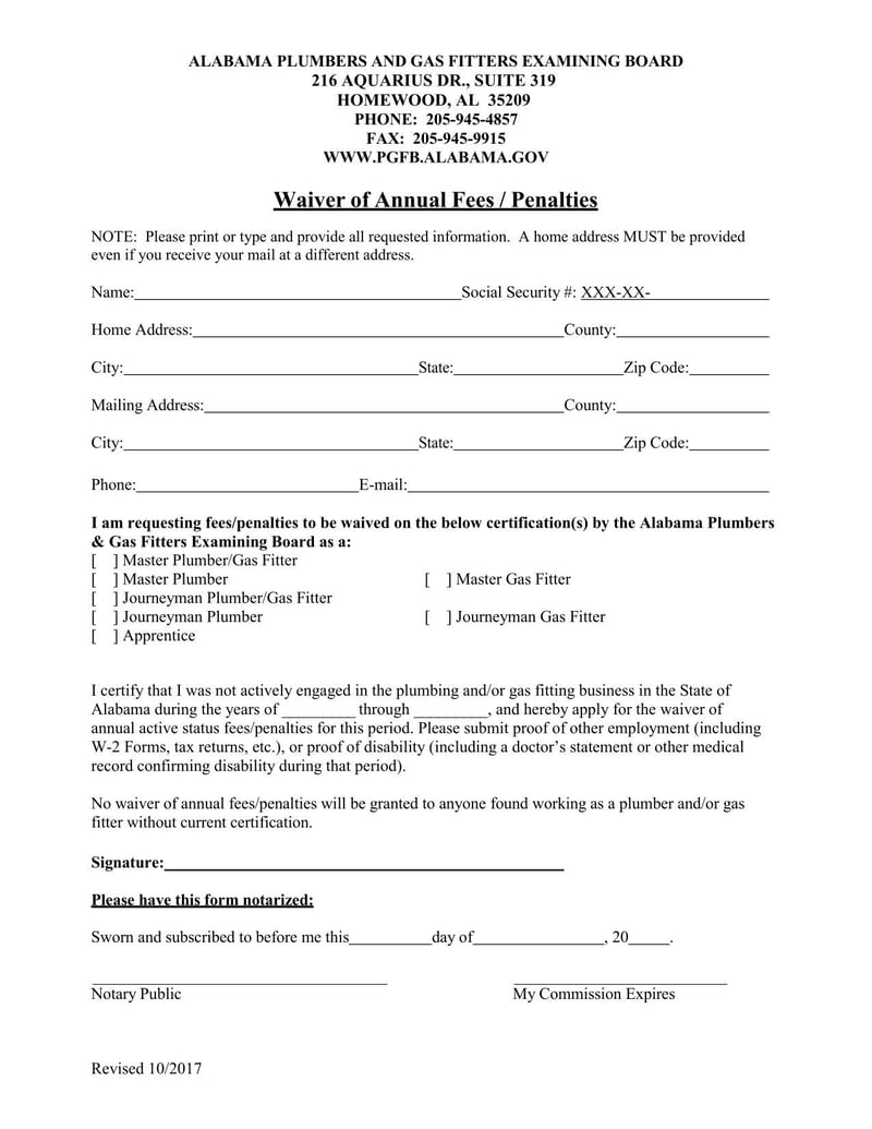 Large thumbnail of Alabama Waiver of Annual Fees/Penalties