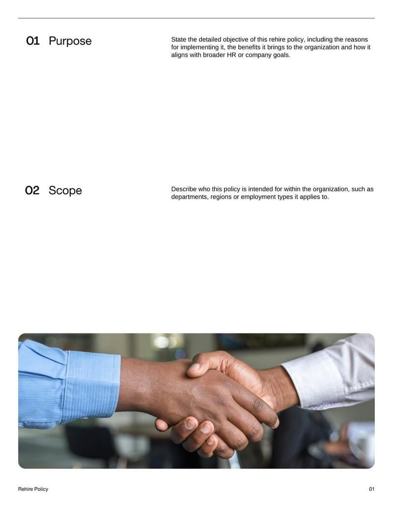 Rehire Policy for outlining conditions under which former employees may be eligible for reemployment