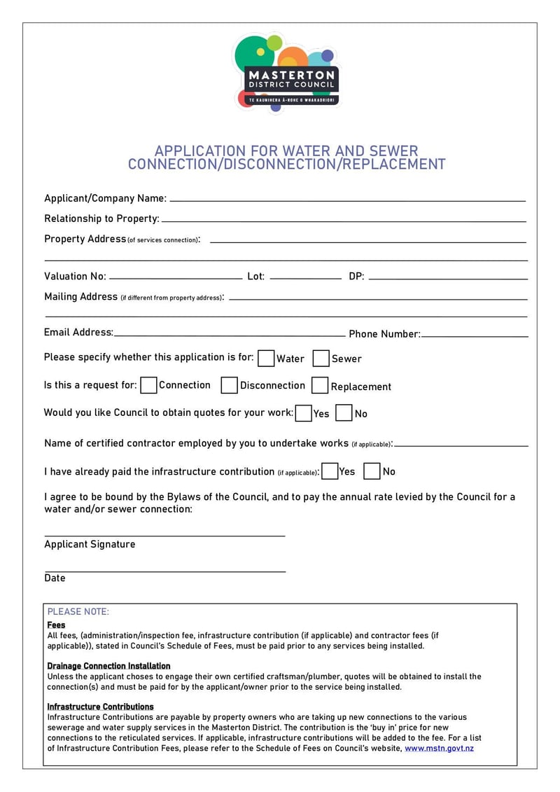 Large thumbnail of Services Connection Application Form - Jul 2022