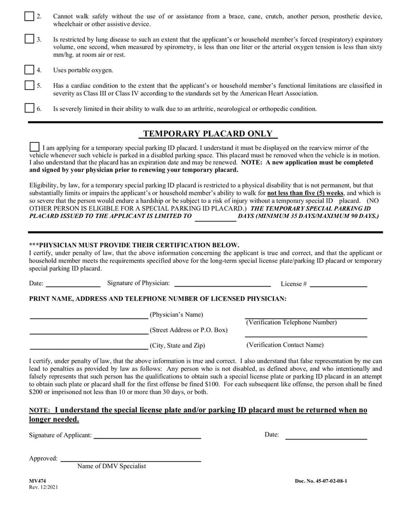 Large thumbnail of Form MV 474 - Dec 2021