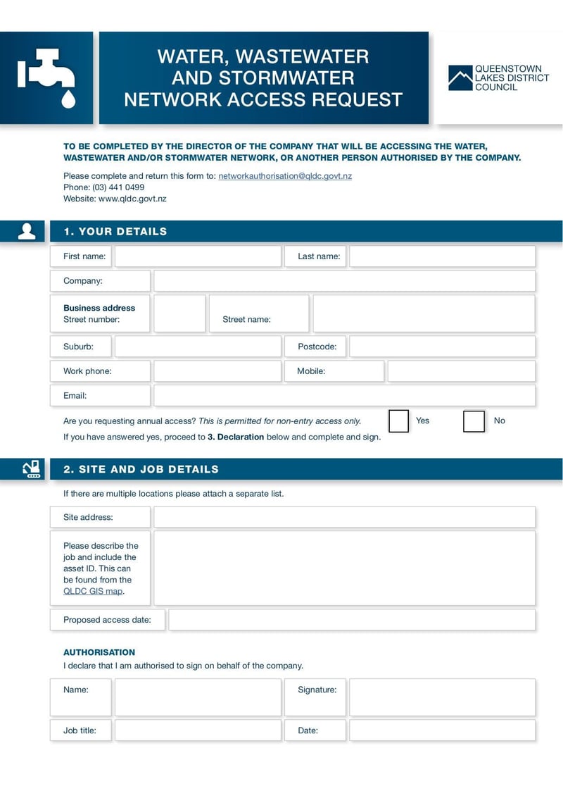 Large thumbnail of QLDC Water Wastewater Stormwater Network Access Request Form - Aug 2020