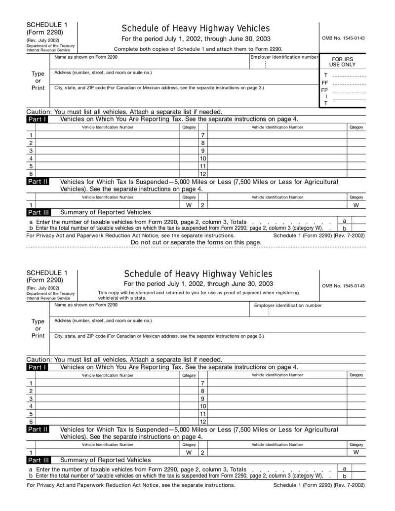 Large thumbnail of Form 2290 - Jul 2002