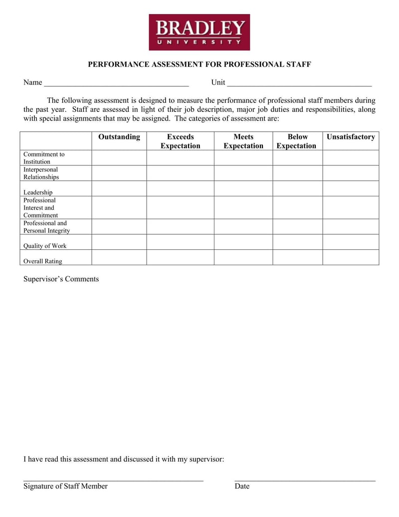 Large thumbnail of Bradley University Performance Assessment for Professional Staff