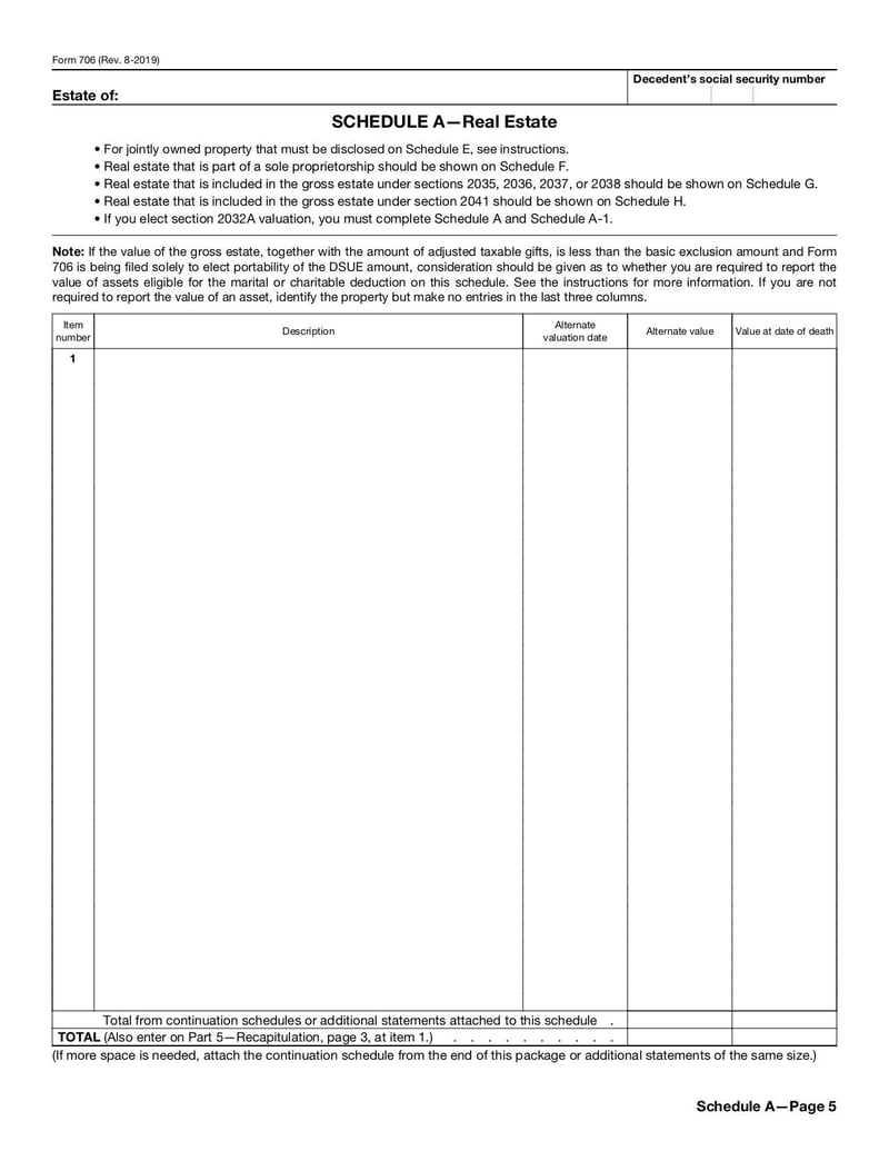 Large thumbnail of Form 706 - Aug 2019