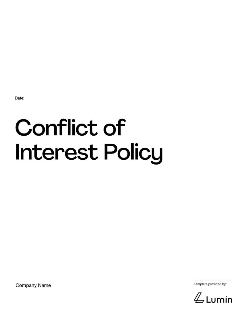 Conflict of Interest Policy defining situations constituting conflicts of interest and resolution procedures