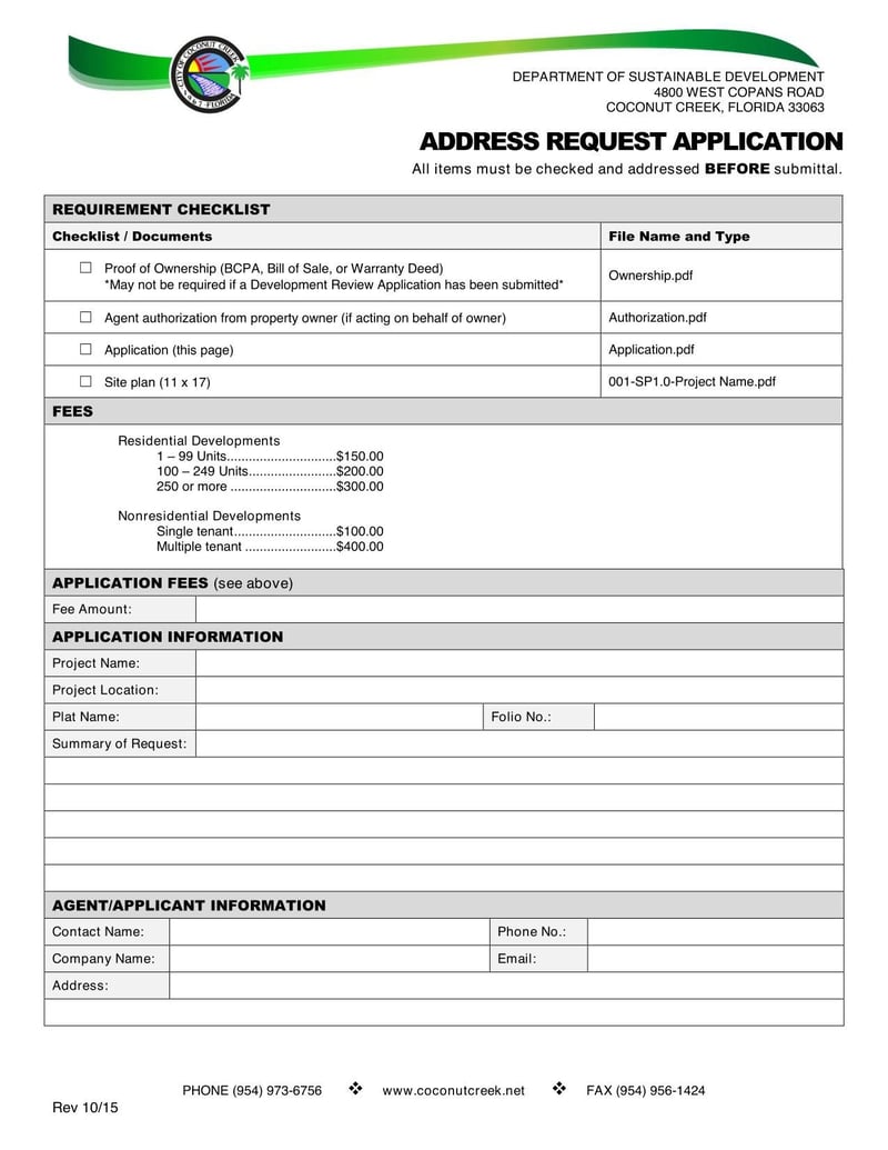 Large thumbnail of Florida Address Request Application