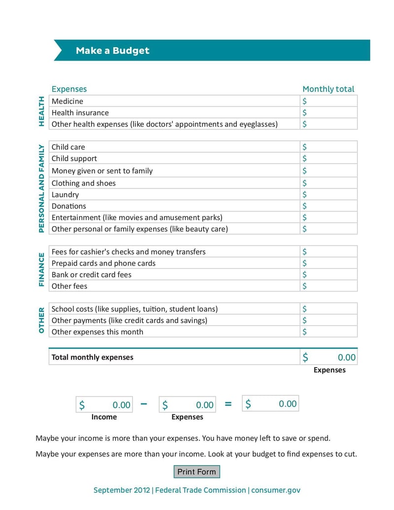 Large thumbnail of Make a Budget Worksheet - Feb 2015