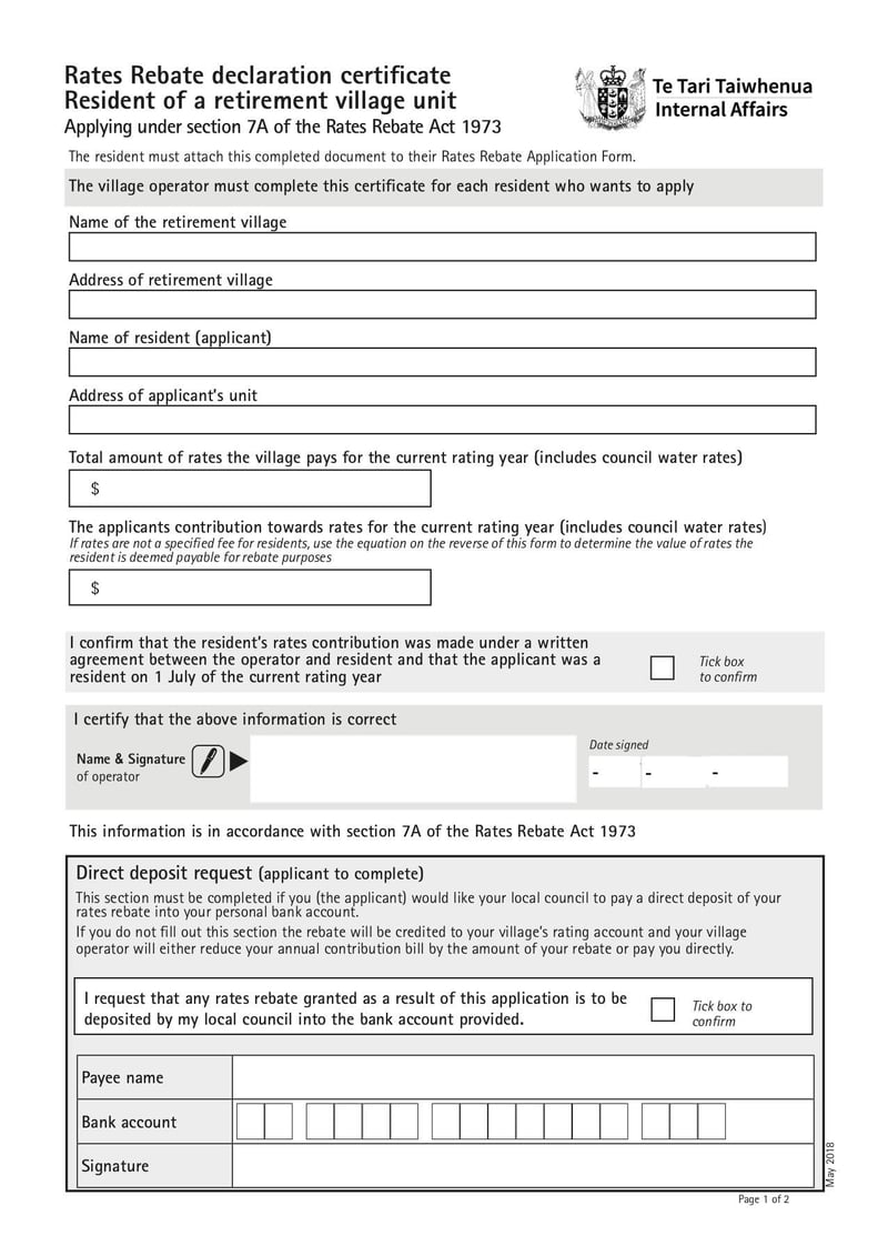 Rates Rebate Declaration Certificate | Fill and sign online with Lumin