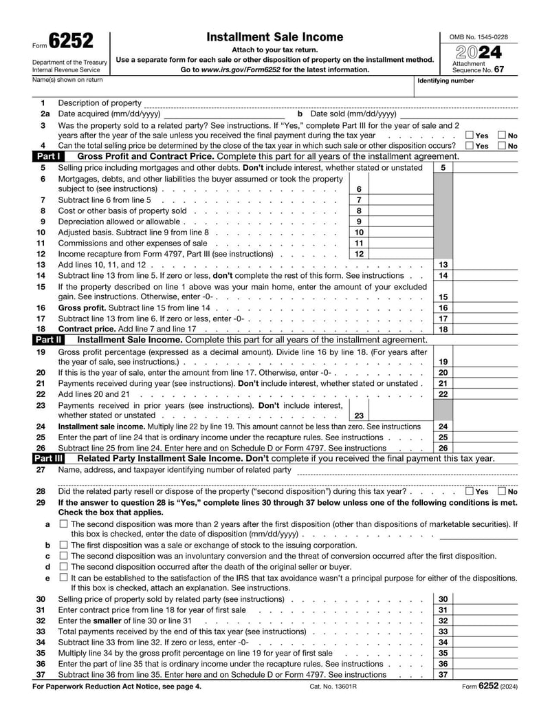 Large thumbnail of Form 6252 - 2024