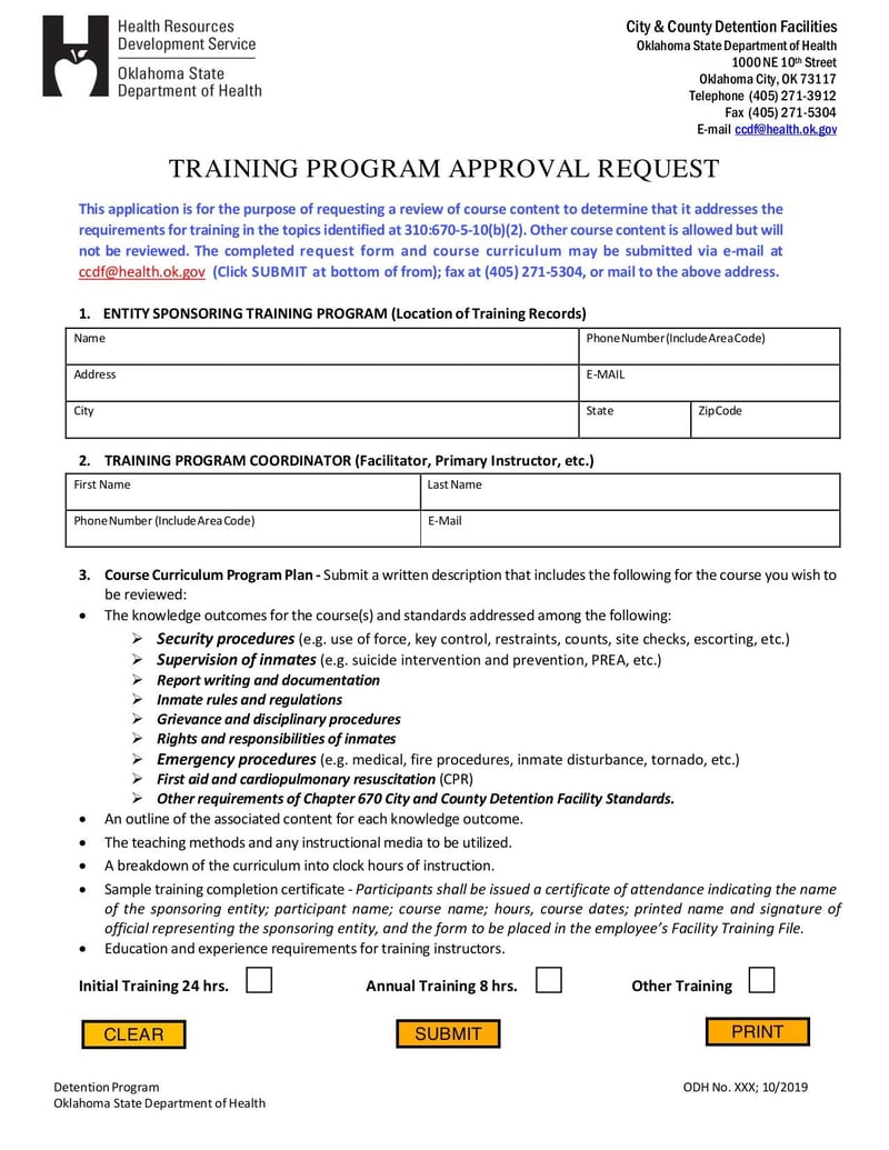 Large thumbnail of Training Program Approval Request Form OSDH - Jan 2020