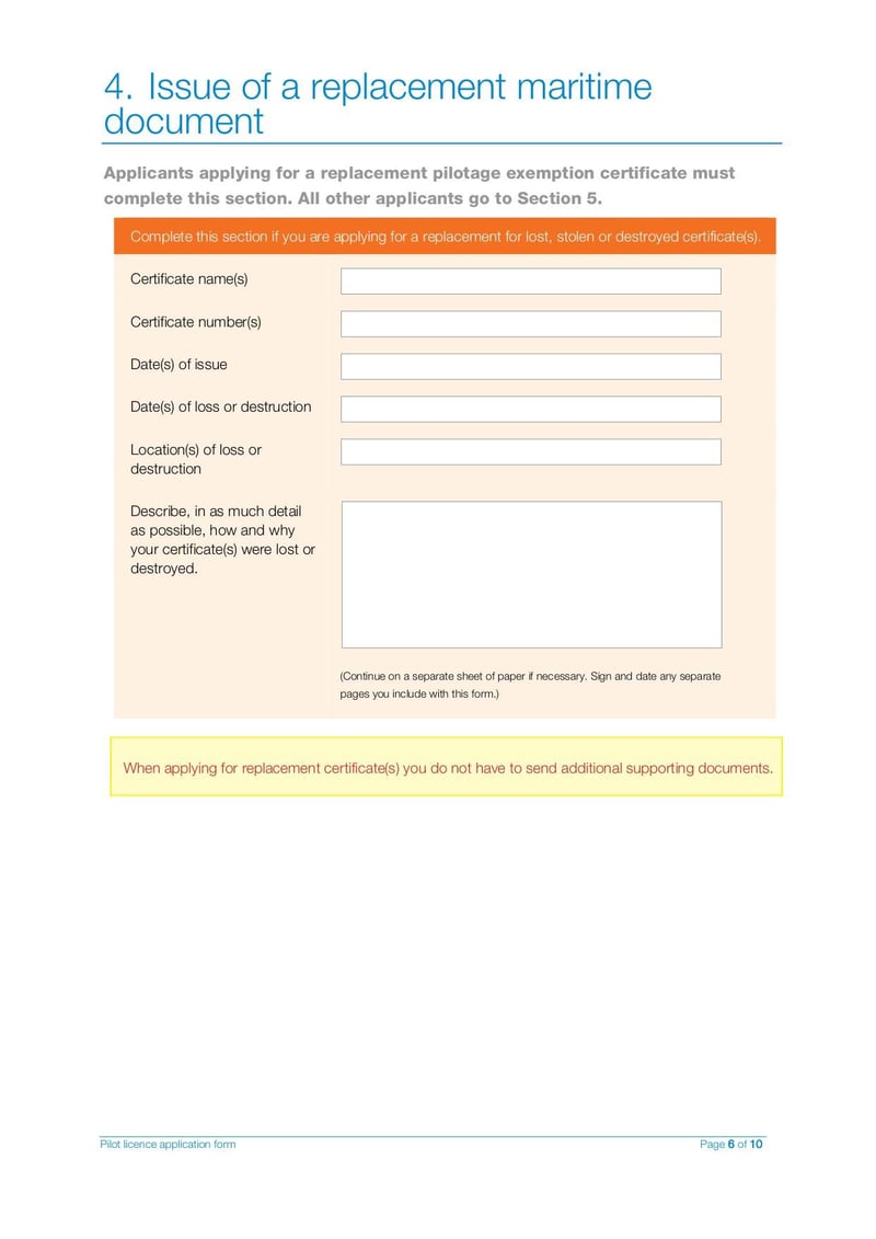 Large thumbnail of Pilots License Application Form - Mar 2021