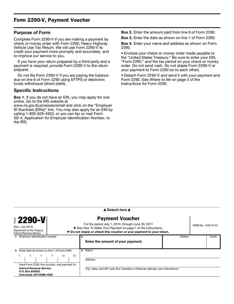 Large thumbnail of Form 2290 - Jul 2010