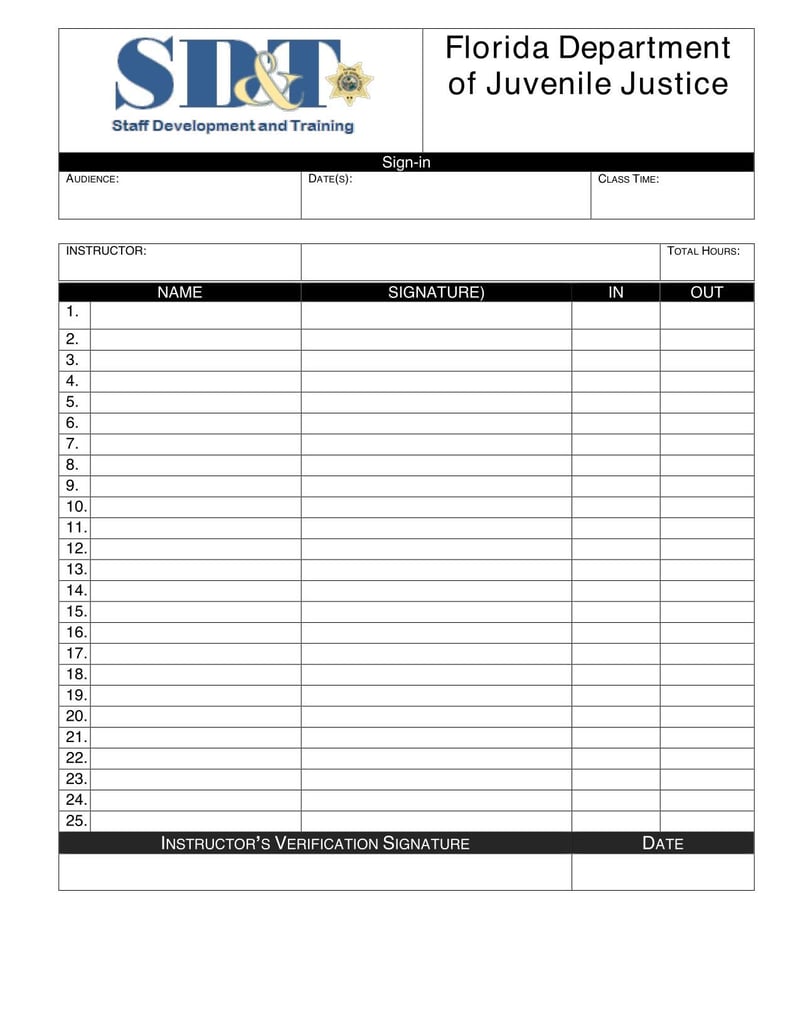 Large thumbnail of Florida Department of Juvenile Justice Sign In Log