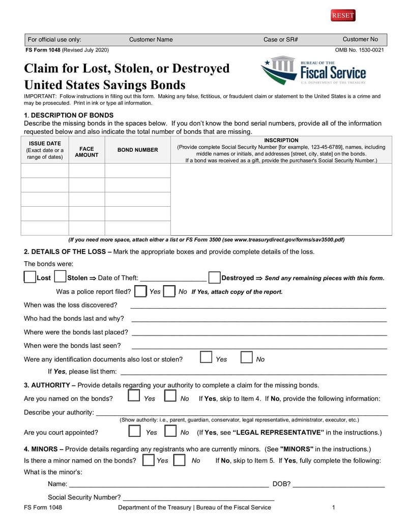 Large thumbnail of FS Form 1048 - Jul 2020
