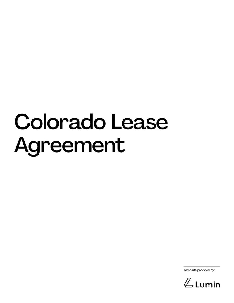Colorado Lease Agreement for rental terms in Colorado