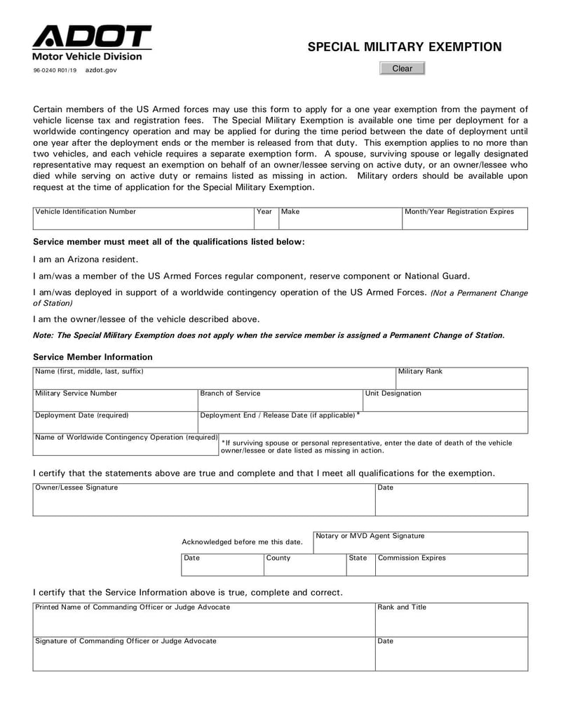 Large thumbnail of Arizona Motor Vehicle Power of Attorney - Jan 2019