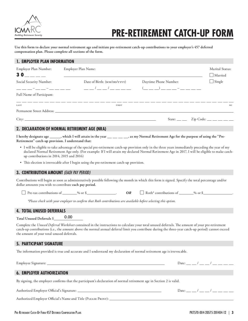 Large thumbnail of ICMA Pre-Retirement Catch-Up Form - Apr 2014