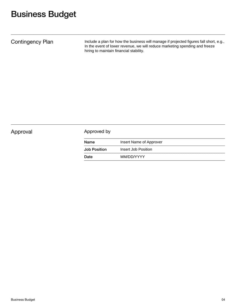 Business Budget Template for tracking revenue, expenses, and profit goals