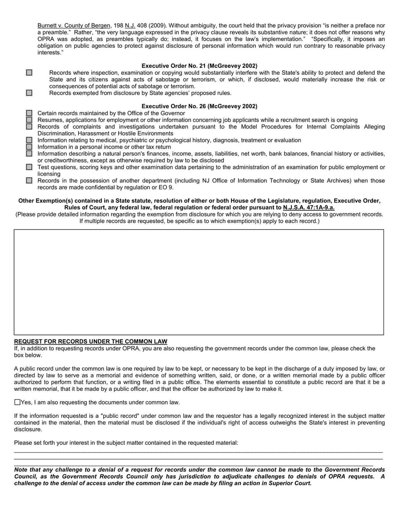 Large thumbnail of North Plainfield Open Public Records Act Request Form