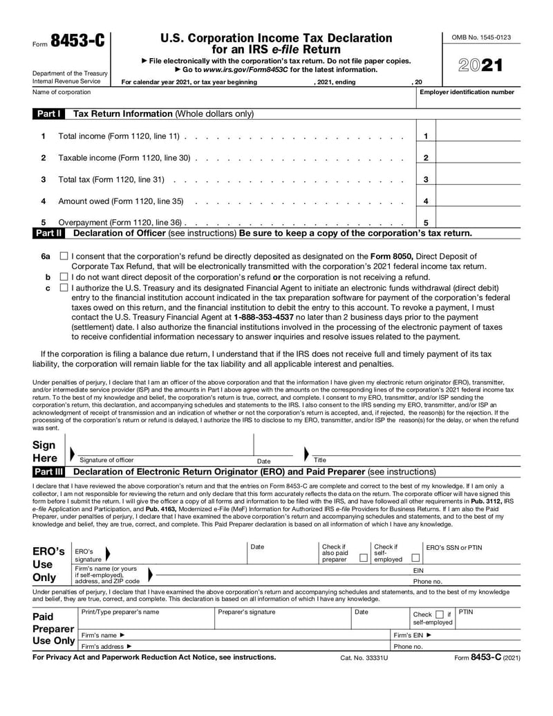 Large thumbnail of Form 8453-C - Jan 2021