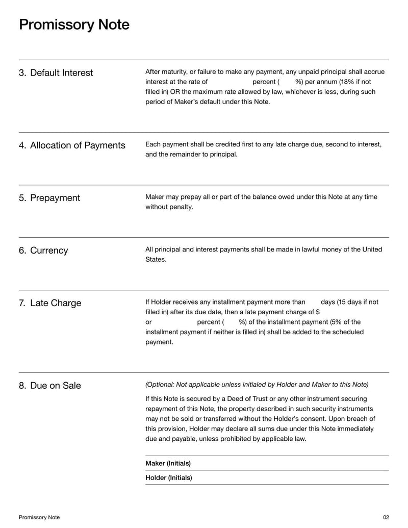 Large thumbnail of Promissory Note Template