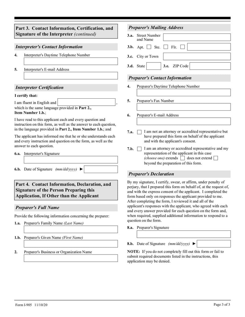 Large thumbnail of Form I-905 - Nov 2020