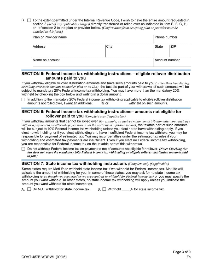 Large thumbnail of Governmental 457(B) Withdrawal Request - Oct 2016