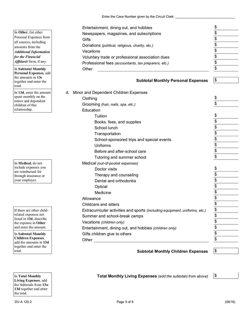 Large thumbnail of Financial Affidavit (Family & Divorce Cases) - Jun 2020