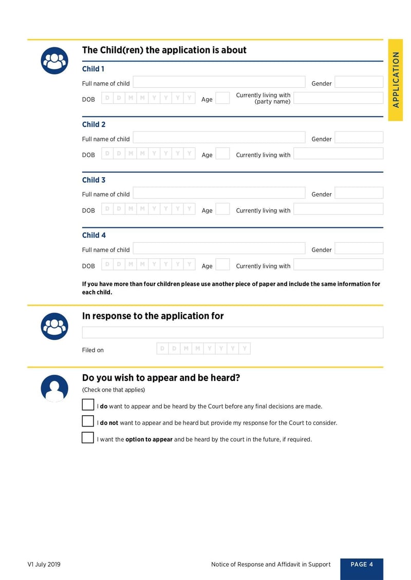 Large thumbnail of Notice of Response and Affidavit in Support Form - Oct 2019