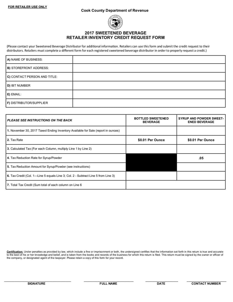 Large thumbnail of Sweetened Beverage Tax Close Out Process Forms and Schedules - Nov 2017