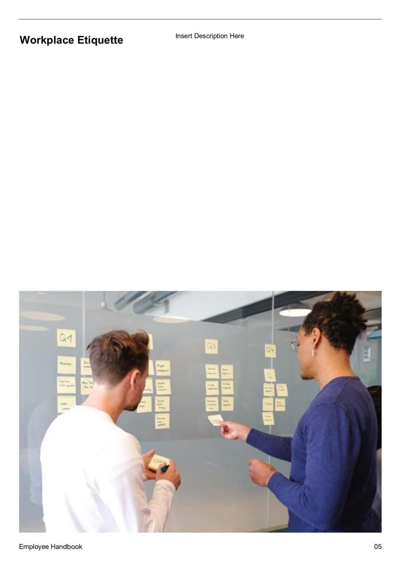 Employee Handbook detailing workplace policies, employee rights, company expectations, and benefits