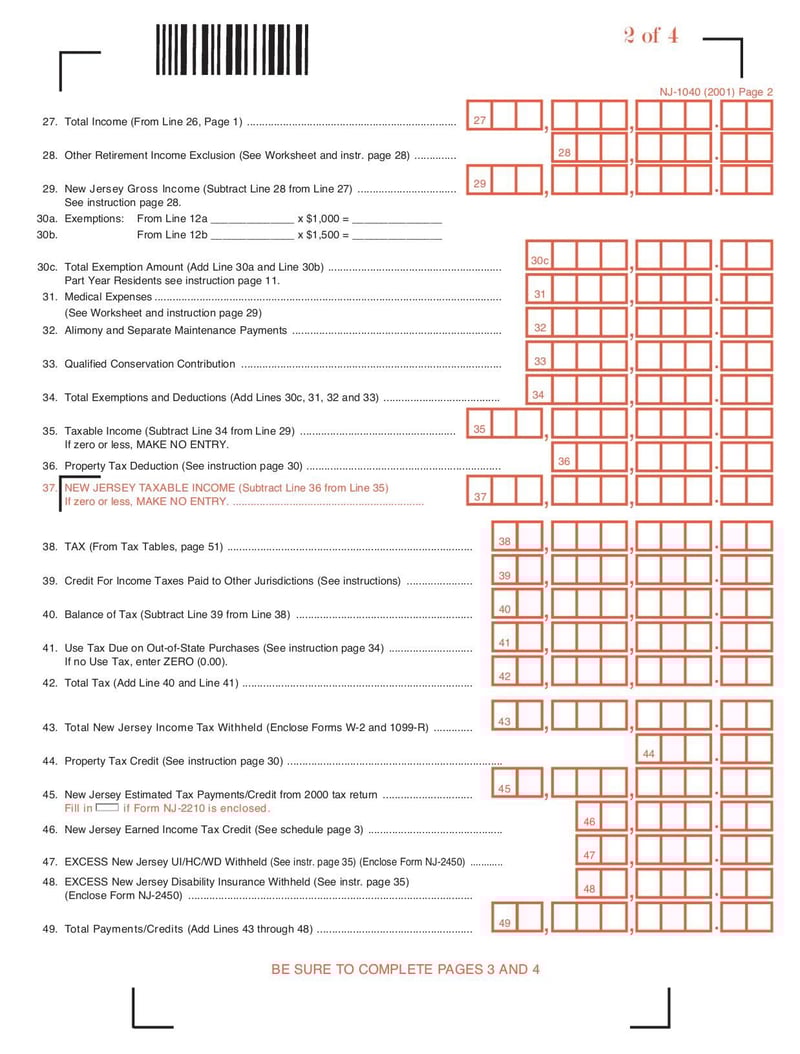 Large thumbnail of Form NJ-1040 - Apr 2007