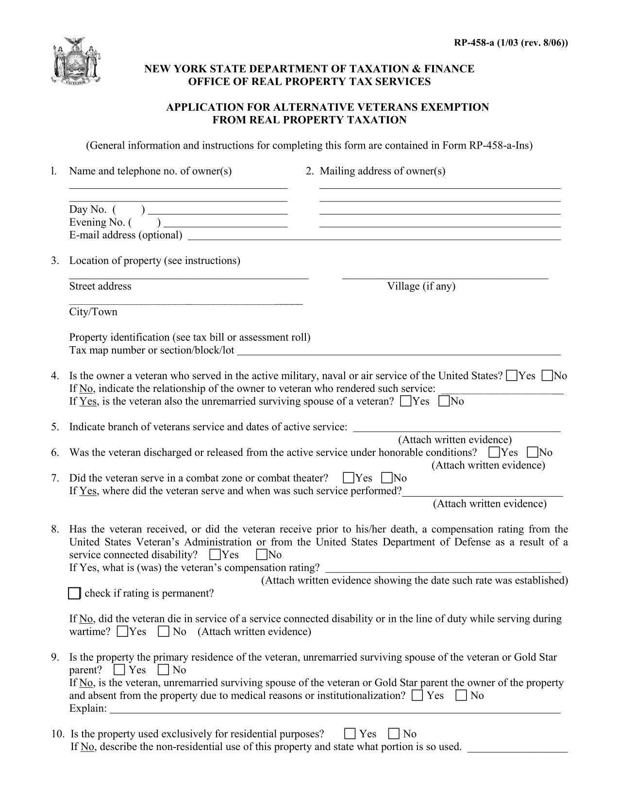 Form RP-458-a - 2006 | Fill and sign with Lumin