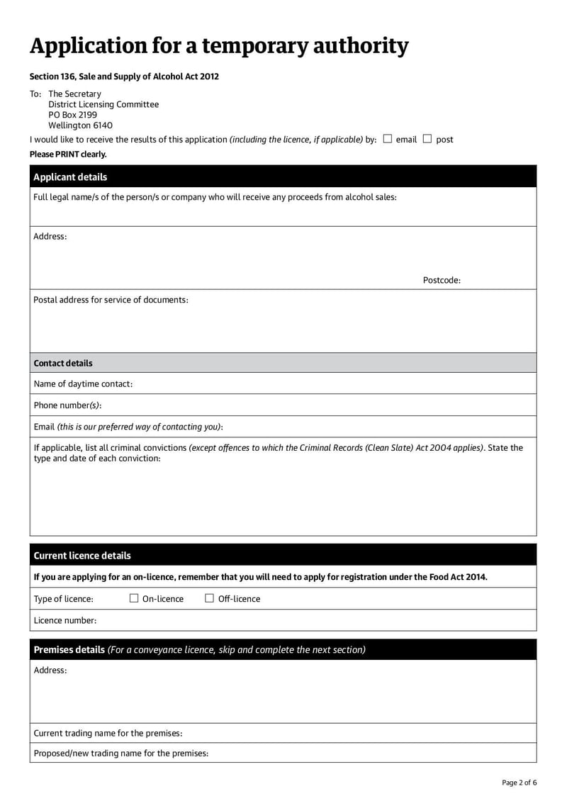 Large thumbnail of Application for a Temporary Authority – Checklist - May 2021