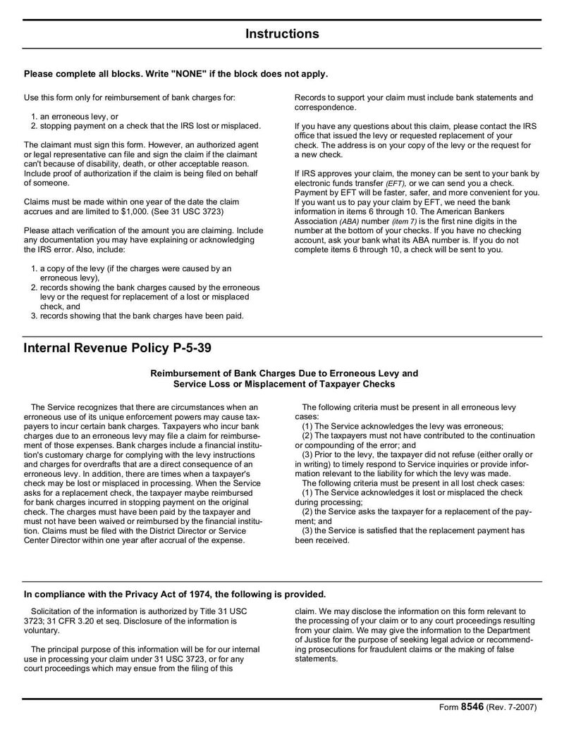 Thumbnail of Form 8546 - Jul 2007 - page 1