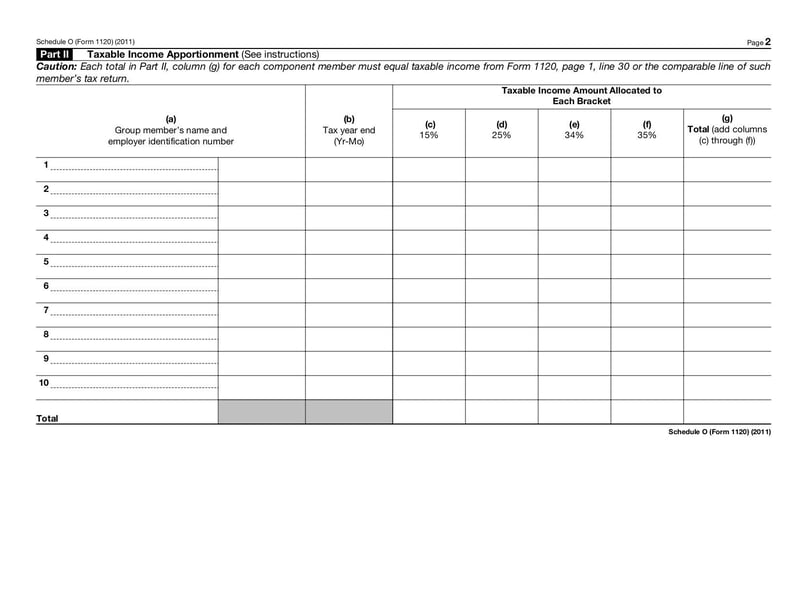 Large thumbnail of Form 1120 (Schedule O) - Jan 2011