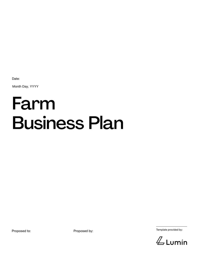 Farm Business Plan for managing crop, livestock or agribusiness operations and financials