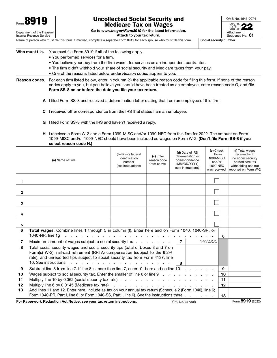 Form 8919 | Fill and sign online with Lumin