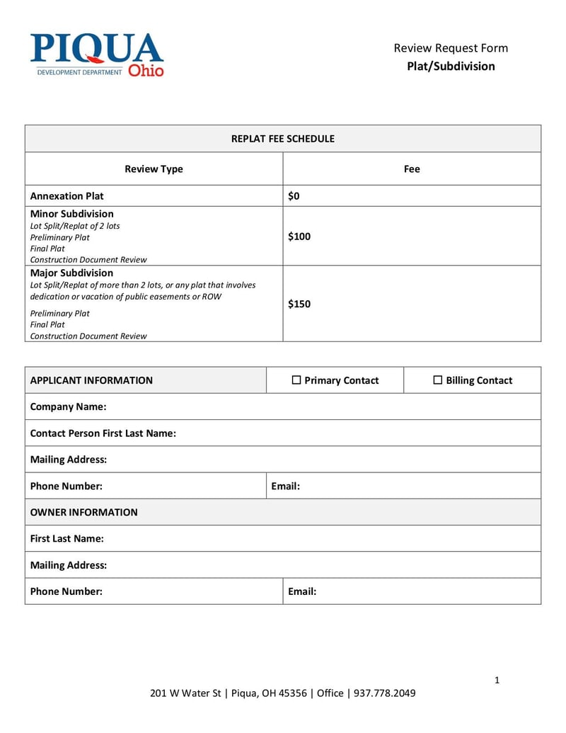 Large thumbnail of Plat and Subdivision Review Request Form - Mar 2020