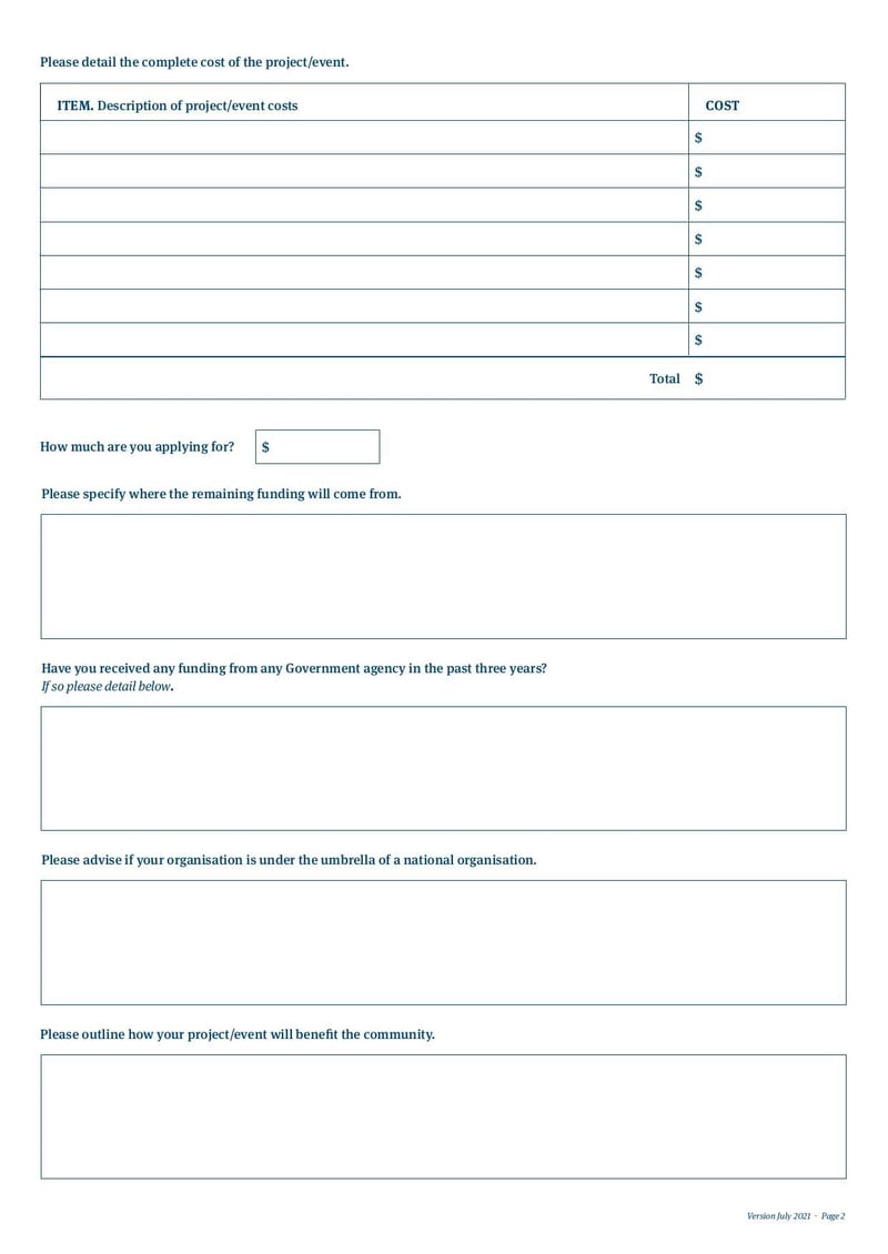 Thumbnail of Community Grants Application Form - Jul 2021 - page 1